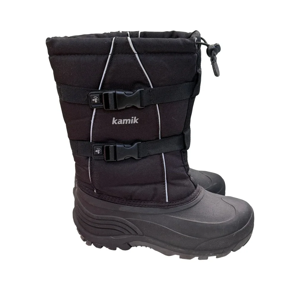 Kamik Waterbury Black Waterproof Insulated Snow Boots Kids Size 6 Made in Canada